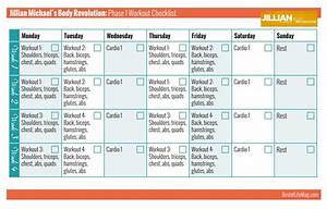 Jillian Body Revolution Printable Workout Checklist Phase 1
