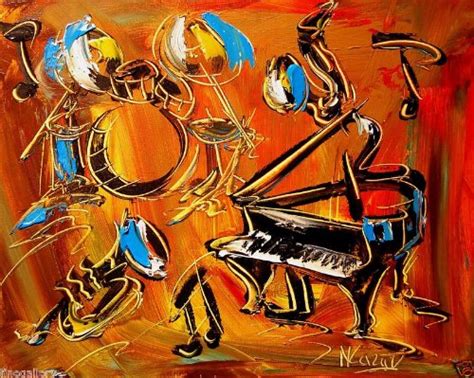Mark Kazav Original Paintings Jazz Music Band Handmade
