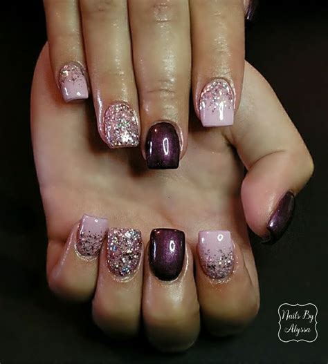 Purple And Pink Glitter Fade Nails 😍💖💜💅 In 2020 Glitter Fade Nails
