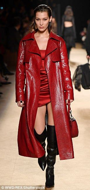 Bella Hadid Looks Sensational In Red At Cavalli Catwalk Daily Mail Online