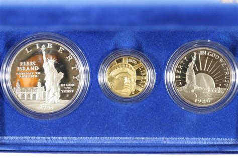 1986 Gold And Silver Statue Of Liberty 3 Coin Pf Set