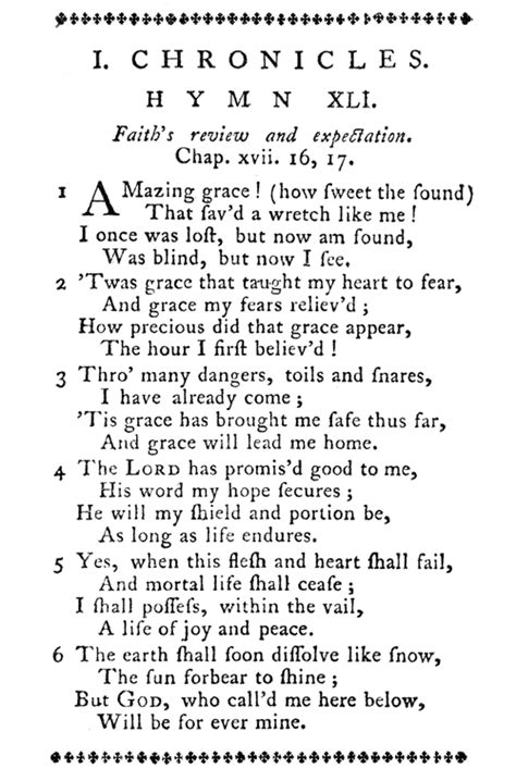 How sweet the sound, that saved a wretch; Amazing Grace: Some Early Tunes