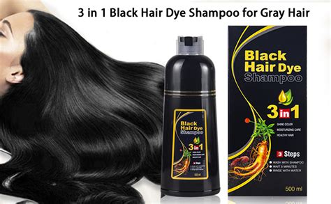 3 In 1 Black Instant Hair Color Shampoo For Gray Hair 500ml Easy Hair