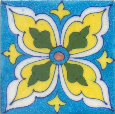 Green Yellow And Turquoise Tile Turquoise Tile Hand Painted Pottery