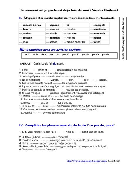 Article Partitif Exercices Pdf