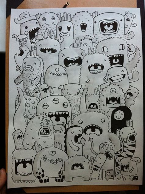 Drawing Monsters On Behance Graffiti Doodles Doodle Art Drawing