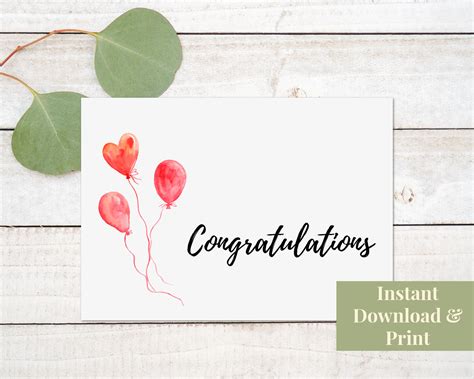 Printable Congratulations Card Printable Congrats Card Etsy