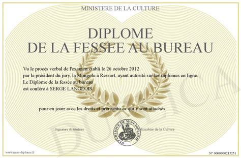 Diplome De La Fessee Au Bureau