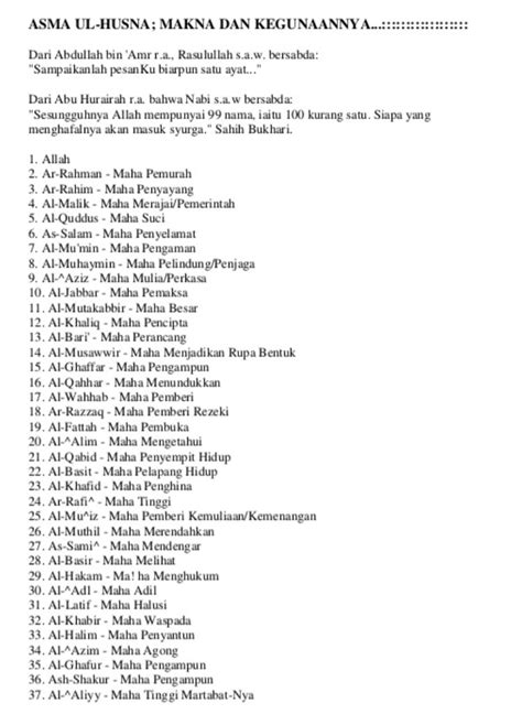Maybe you would like to learn more about one of these? 99 Nama Allah Dan Maksud Pdf