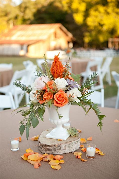Picture Of An Elegant Fall Wedding Centerpiece In Blush