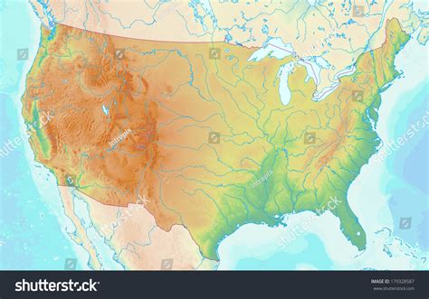 Topographic Map Usa Shaded Relief Elevation 库存插图 179328587 Shutterstock