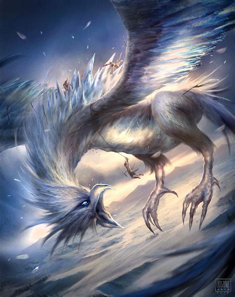 Artstation Giant Ice Bird Justine Cruz Mythical Creatures Scary
