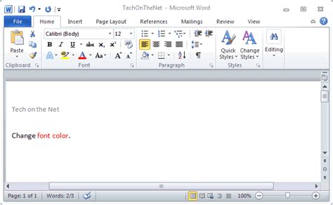 Ms Word 2010 Change Font Color