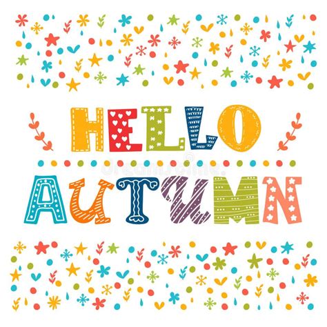 Hello Autumn Card Autumn Landscape Background Stock Vector