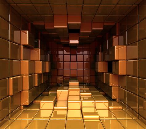 3d Cubes Abstract Gold Hd Wallpaper Peakpx