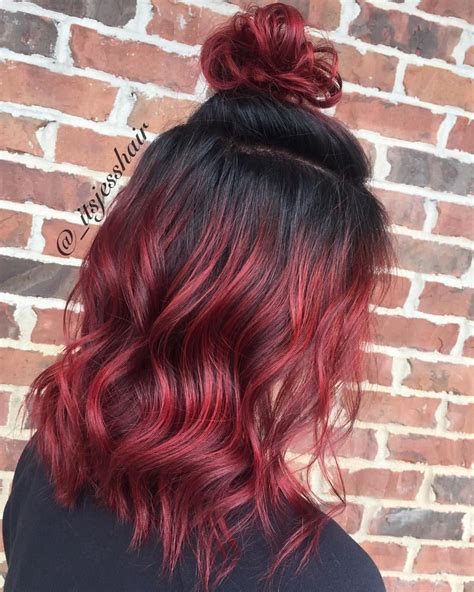Red Hair With Shadow Root And Top Knot 54 Likes 2