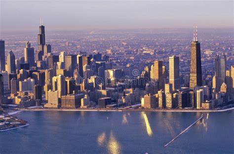 The Chicago Skyline At Sunrise Chicago Illinois Editorial Photo