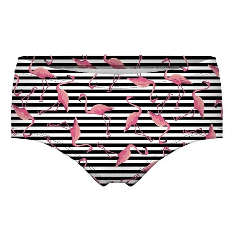 Sexy Pink Panties 3d Print Black Strips Flamingo Sexy Womens Briefs