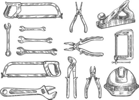 Best Sketches Of Toolbox And Carpentry Tools Illustrations Royalty