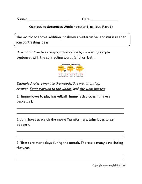 Compound Simple And Complex Sentences Worksheet