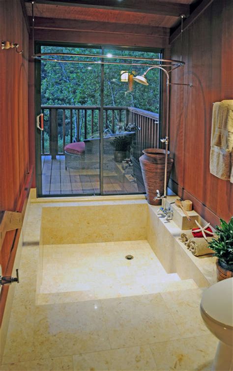Step down bathtub develop a simplistic as well as clean feeling. Sunken Tub