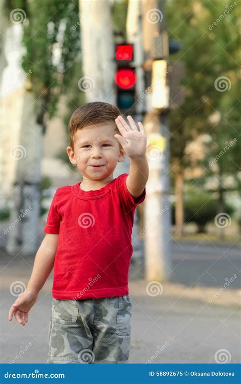 Happy Child Making A Stop Sign Stock Image Image Of Beautiful Light