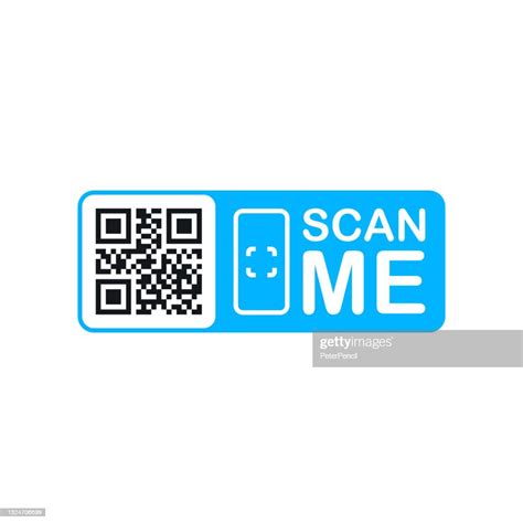 Qr Code Scan Label Scan Qr Code Icon Scan Me Text Vector Illustration