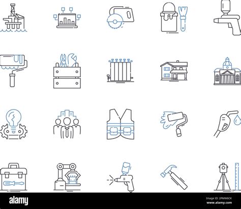 Builder And Industry Outline Icons Collection Builder Industry