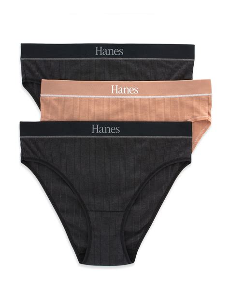 Hanes Originals Womens Underwear Ribbed Hi Cut 3 Pack