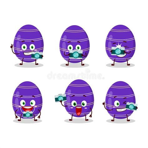 Photographer Profession Emoticon With Dark Purple Easter Egg Cartoon