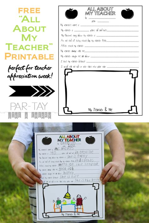 In english and korean for kindle. All About My Teacher- Free Teacher Appreciation Printable ...