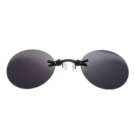 Clip On Nose Glasses Round Rimless Matrix Morpheus Sunglasses Mini Frameless Vintage Men