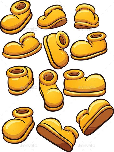 Yellow Cartoon Shoes Vector Clip Art Illustration With Simple