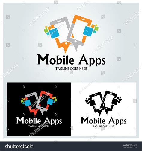 Mobile App Logo Design Template Mobile เวกเตอร์สต็อก ปลอดค่าลิขสิทธิ์