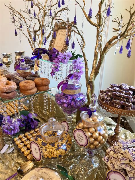 Perfectly Posh Candy Buffets Wedding Buffet Purple And Gold Wedding