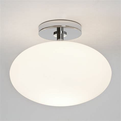 Lighting designed for lower ceiling heights. Contemporary IP44 Bathroom Ceiling Light, Opal Glass Shade ...