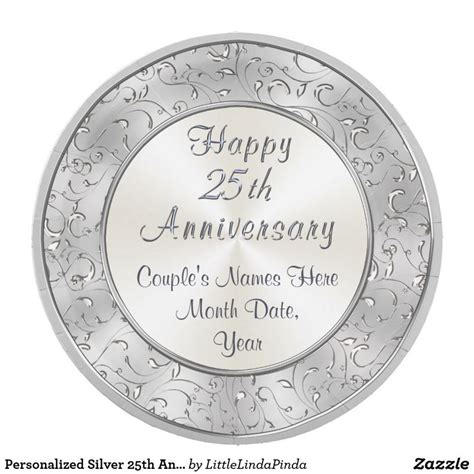 Personalized Silver 25th Anniversary Paper Plates Zazzle 25th