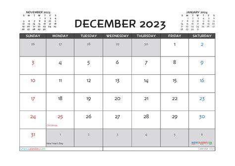 December 2023 Calendar Free Printable Calendar December 2023 Uk
