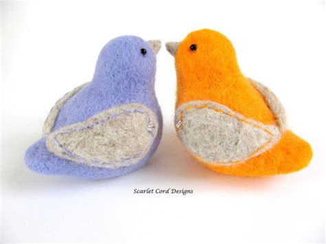 Pair Of Love Birds Felted Wool Bird By Scarletcorddesigns On Etsy