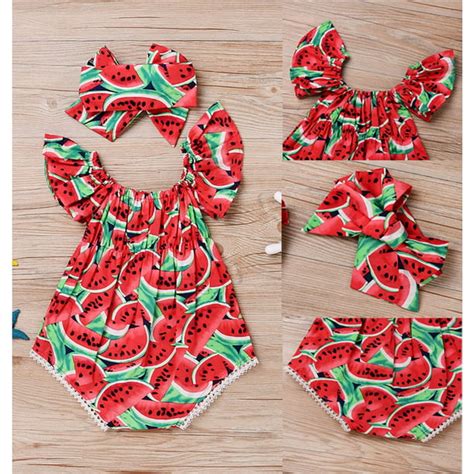 Canis Adorable Newborn Baby Girls Romper Watermelon Clothes Jumpsuit