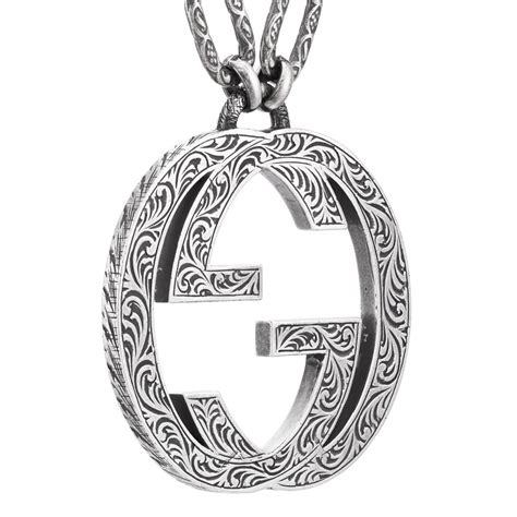 Gucci Interlocking G Pendant Necklace In Silver Metallic For Men Lyst