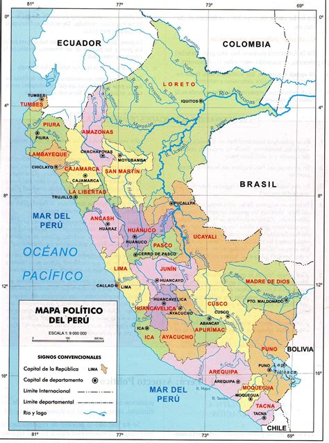 Mapa Político Del Perú Peru Map Peru Map