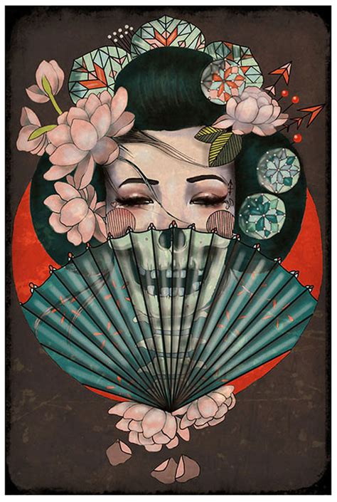 Falling Geisha By Susana Alonso Fine Art Print Japanese Woman Purple