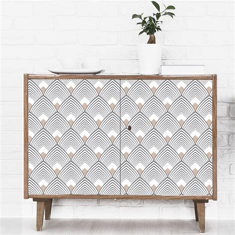 Papier peint adhésif Art Déco modèle Majestic beige ...