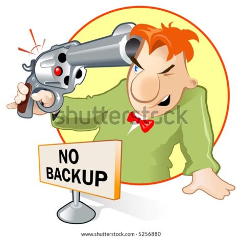 Funny Crazy Man Big Gun Situation Stock Illustration 5256880