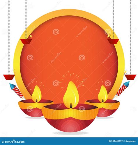Happy Diwali Greeting Illustration With Burning Diya For Festival Of