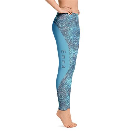 Snake Skin Printed Leggings Blue Long Leggings Yoga Tights Etsy