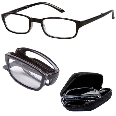 grinderpunch folding with carry case clear lens foldable eyeglasses adult reading glasses 1 50