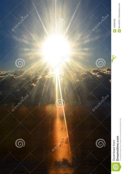 Shining Sun Above Stormy Clouds Day And Night Stock Photo Image Of