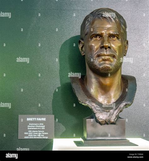 Bronze Bust Of Brett Favre Hall Of Fame Inductee On Display At Nfl